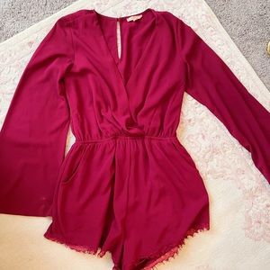 Red Dress Boutique Burgundy Cross Front Romper S
